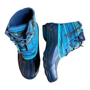 SPERRY Top-Sider Womens Syren Gulf Playa Navy Print Duck Boots Blue Sz 7